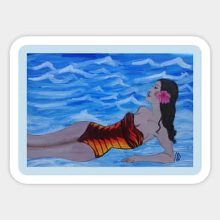 Lady in the Surf Sticker